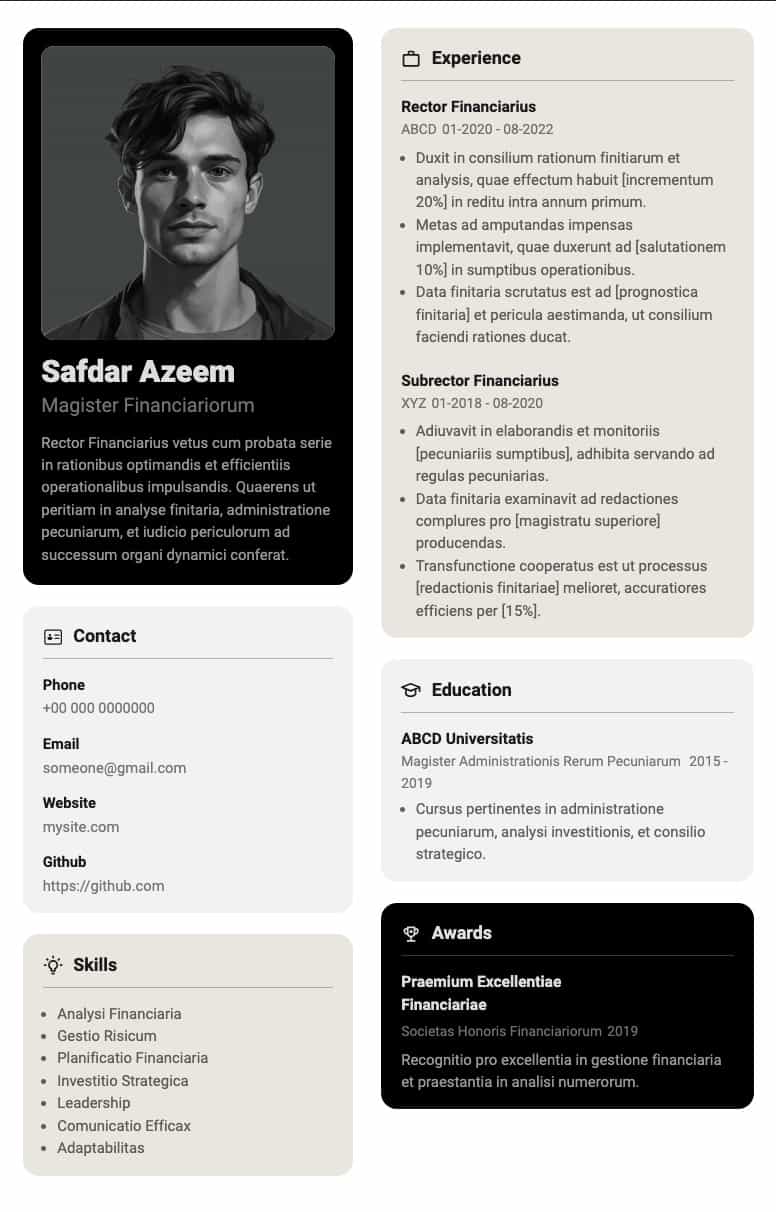 Resume Example | Resume UI  | Best Resume Template | Builto Templates | CV Builder